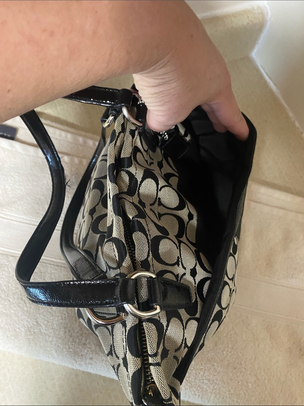 Coach Black Signature Jacquard Tote - Gem